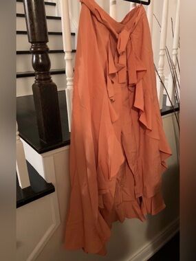 Ina Salmon Coloured Ruffled Dual Look Capris / Skirt